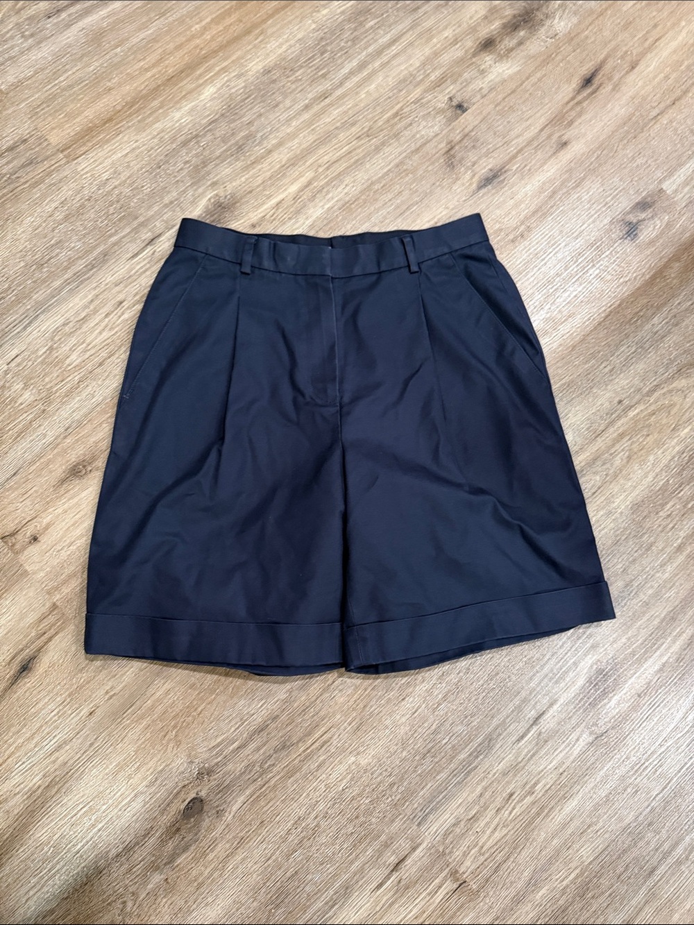 Brooks Brothers Navy Pleated-Front Women's Cotton Shorts